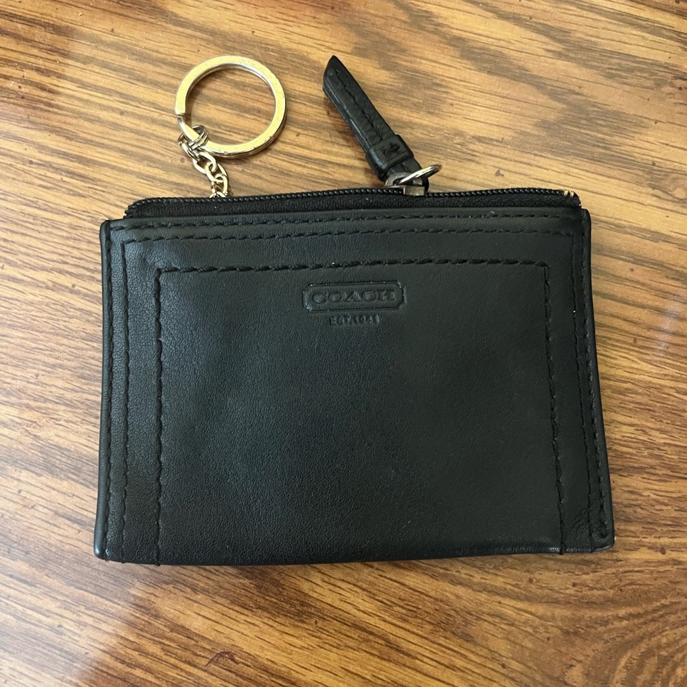 Coach Black Leather Keychain Pouch